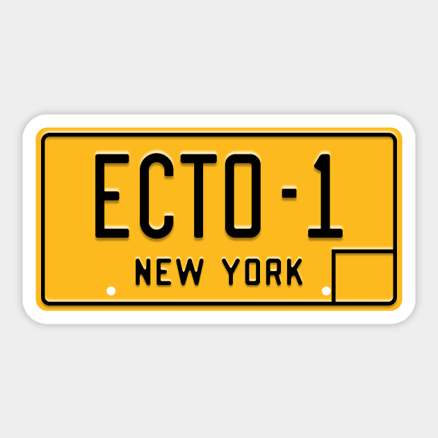 Ecto-1 Licence Plate (Ghostbusters) Sticker by GraphicGibbon